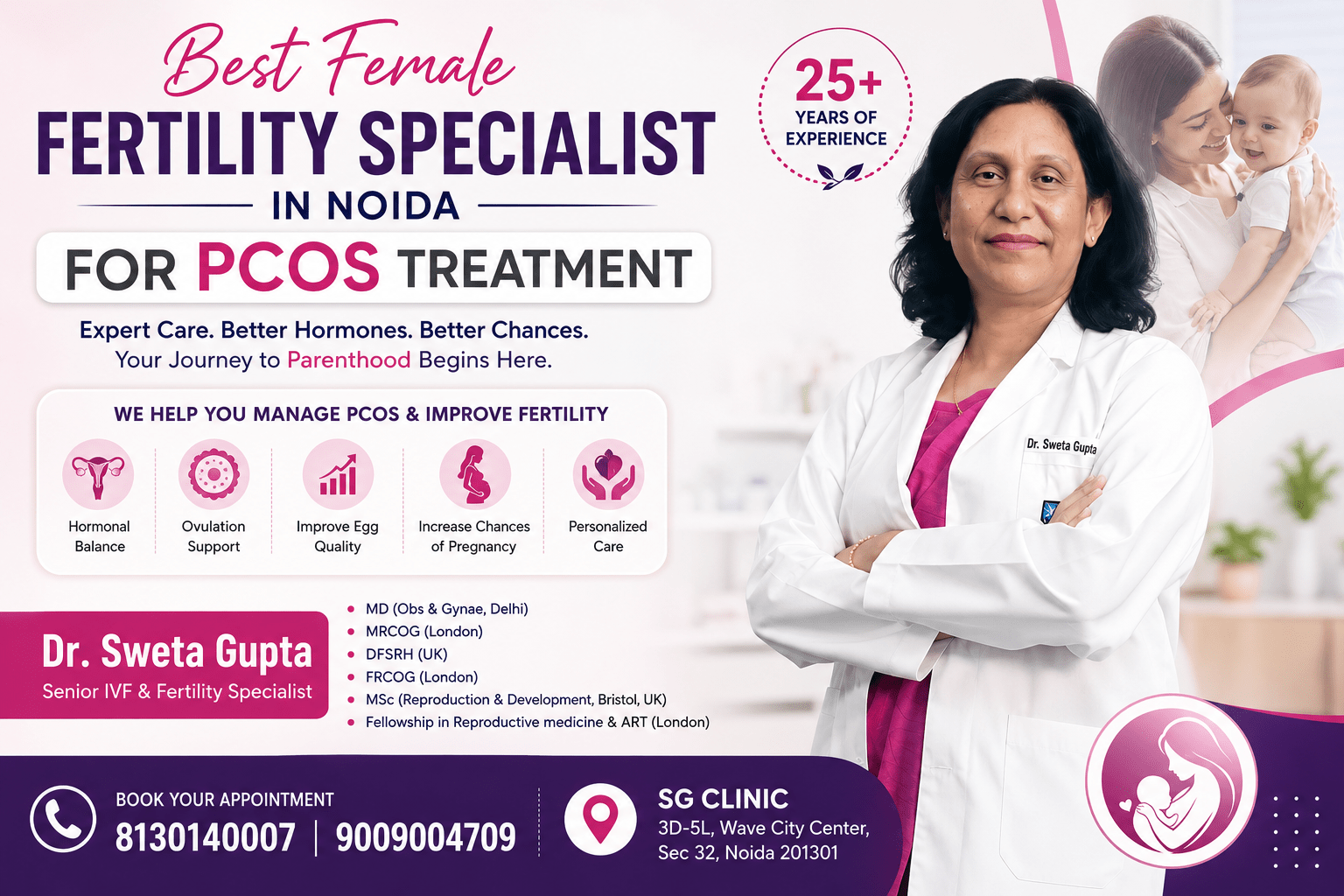 Best Female Fertility Specialist in Noida for PCOS Treatment – Dr. Sweta Gupta, IVF & Reproductive Medicine Expert