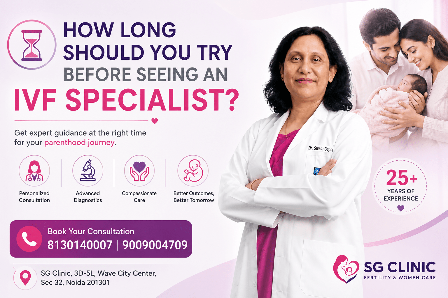 How long should you try before seeing an IVF specialist – expert fertility guidance by Dr. Sweta Gupta in Noida